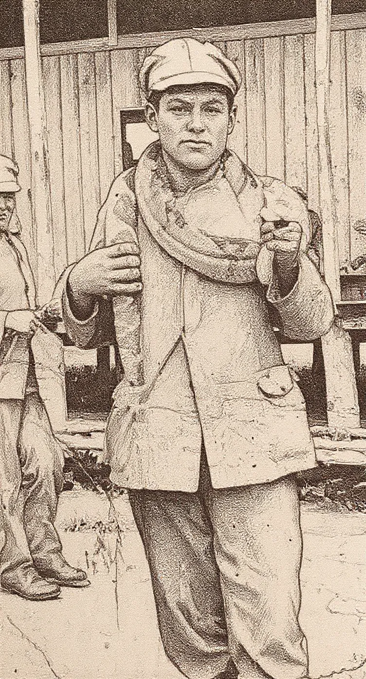 Froil&aacute;n Ladino, the conscript who carried the ball-stitch home to Mongu&iacute;, drawn from a photograph